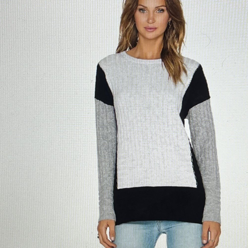 Vince Intarsia Colorblock Crew Sweater Wool Cashmere Pullover Size XXS